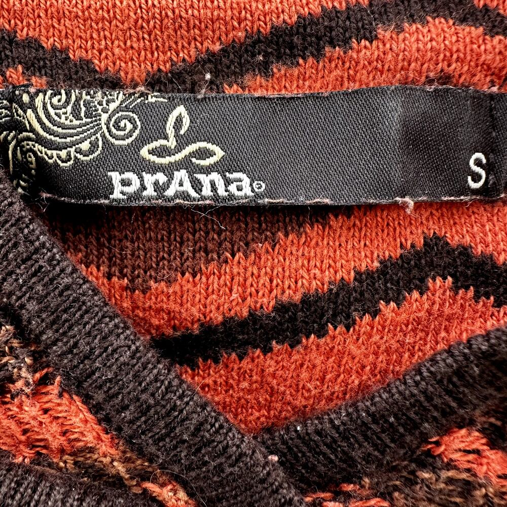 prAna Meryl Tunic Sweater Mini Dress Hooded Chevron Print Knit Raisin Small - Picture 3 of 5